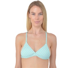 Tiffany Aqua Blue Lipstick Kisses On White Reversible Tri Bikini Top by PodArtist