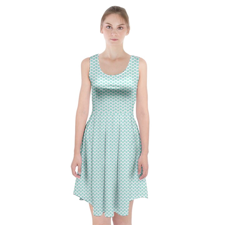 Tiffany Aqua Blue Lipstick Kisses on White Racerback Midi Dress