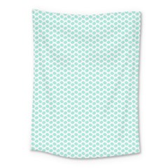 Tiffany Aqua Blue Lipstick Kisses On White Medium Tapestry by PodArtist