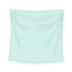 Tiffany Aqua Blue Lipstick Kisses On White Square Tapestry (small) by PodArtist