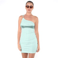 Tiffany Aqua Blue Lipstick Kisses On White One Soulder Bodycon Dress by PodArtist