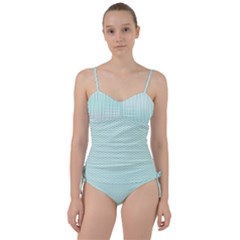 Tiffany Aqua Blue Lipstick Kisses On White Sweetheart Tankini Set