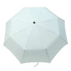 Tiffany Aqua Blue Candy Polkadot Hearts On White Folding Umbrellas by PodArtist