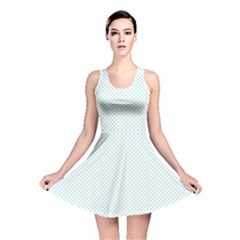 Tiffany Aqua Blue Candy Polkadot Hearts On White Reversible Skater Dress by PodArtist