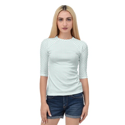 Tiffany Aqua Blue Candy Polkadot Hearts On White Quarter Sleeve Raglan Tee by PodArtist