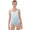 Tiffany Aqua Blue Candy Polkadot Hearts on White Cut-Out Back One Piece Swimsuit View1