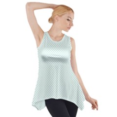 Tiffany Aqua Blue Candy Polkadot Hearts On White Side Drop Tank Tunic by PodArtist