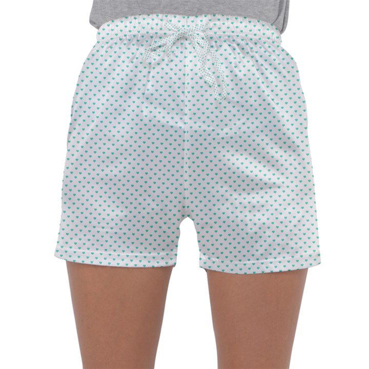 Tiffany Aqua Blue Candy Polkadot Hearts on White Sleepwear Shorts