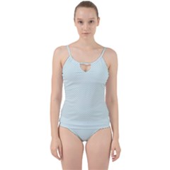 Tiffany Aqua Blue Candy Polkadot Hearts On White Cut Out Top Tankini Set by PodArtist