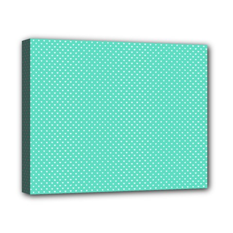 White Polkadot Hearts On Tiffany Aqua Blue  Canvas 10  X 8  by PodArtist