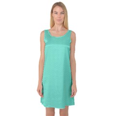 White Polkadot Hearts On Tiffany Aqua Blue  Sleeveless Satin Nightdress by PodArtist