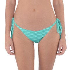 White Polkadot Hearts On Tiffany Aqua Blue  Reversible Bikini Bottom