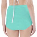 White Polkadot Hearts on Tiffany Aqua Blue  High-Waisted Bikini Bottoms View2