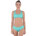 White Polkadot Hearts on Tiffany Aqua Blue  Criss Cross Bikini Set View1