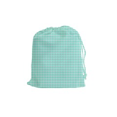 Tiffany Aqua Blue Candy Hearts On White Drawstring Pouches (medium)  by PodArtist