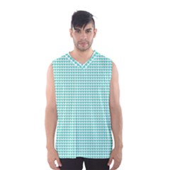 Tiffany Aqua Blue Candy Hearts On White Men s Basketball Tank Top by PodArtist