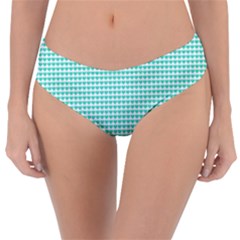 Tiffany Aqua Blue Candy Hearts On White Reversible Classic Bikini Bottoms by PodArtist