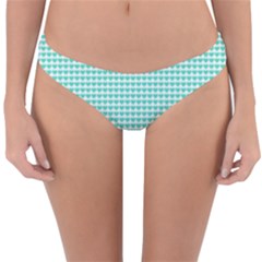 Tiffany Aqua Blue Candy Hearts On White Reversible Hipster Bikini Bottoms