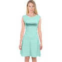 Tiffany Aqua Blue Candy Hearts on White Capsleeve Midi Dress View1