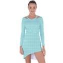 Tiffany Aqua Blue Candy Hearts on White Asymmetric Cut-Out Shift Dress View1