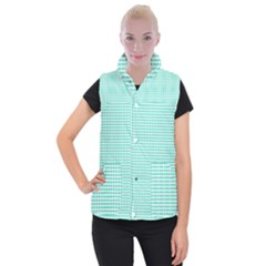 Tiffany Aqua Blue Candy Hearts On White Women s Button Up Puffer Vest by PodArtist