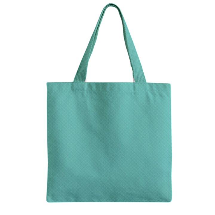 Tiffany Aqua Blue Puffy Quilted Pattern Zipper Grocery Tote Bag