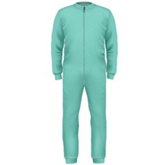 Tiffany Aqua Blue Puffy Quilted Pattern Onepiece Jumpsuit (men)  by PodArtist