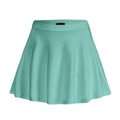 Tiffany Aqua Blue Puffy Quilted Pattern Mini Flare Skirt by PodArtist