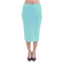 Tiffany Aqua Blue Puffy Quilted Pattern Velvet Midi Pencil Skirt View1