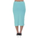 Tiffany Aqua Blue Puffy Quilted Pattern Velvet Midi Pencil Skirt View2