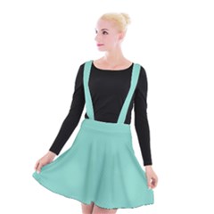 Tiffany Aqua Blue Puffy Quilted Pattern Suspender Skater Skirt by PodArtist