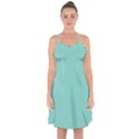 Tiffany Aqua Blue Puffy Quilted Pattern Ruffle Detail Chiffon Dress View1