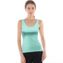 Tiffany Aqua Blue Chevron Zig Zag Tank Top by PodArtist