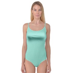 Tiffany Aqua Blue Chevron Zig Zag Camisole Leotard  by PodArtist