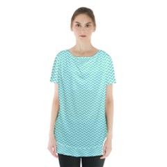 Tiffany Aqua Blue Chevron Zig Zag Skirt Hem Sports Top by PodArtist