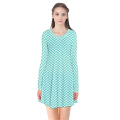 Tiffany Aqua Blue Chevron Zig Zag Flare Dress by PodArtist