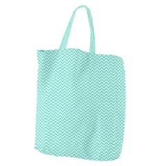 Tiffany Aqua Blue Chevron Zig Zag Giant Grocery Zipper Tote by PodArtist