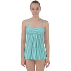 Tiffany Aqua Blue Chevron Zig Zag Babydoll Tankini Set by PodArtist