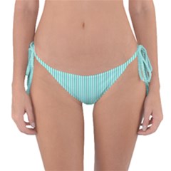 Classy Tiffany Aqua Blue Sailor Stripes Reversible Bikini Bottom by PodArtist