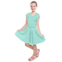 Classy Tiffany Aqua Blue Sailor Stripes Kids  Short Sleeve Dress by PodArtist