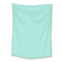 Classy Tiffany Aqua Blue Sailor Stripes Medium Tapestry by PodArtist