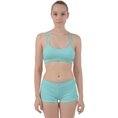 Classy Tiffany Aqua Blue Sailor Stripes Women s Sports Set by PodArtist