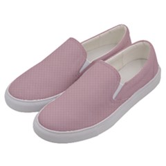 Baby Pink Stitched And Quilted Pattern Men s Canvas Slip Ons by PodArtist