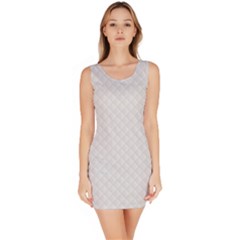 Bright White Stitched And Quilted Pattern Bodycon Dress by PodArtist