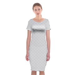 Bright White Stitched And Quilted Pattern Classic Short Sleeve Midi Dress by PodArtist