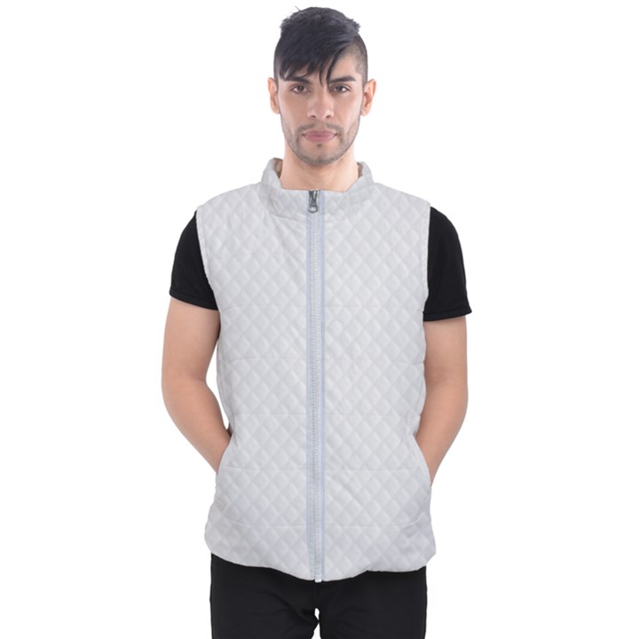 Bright White Stitched and Quilted Pattern Men s Puffer Vest