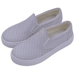 Bright White Stitched And Quilted Pattern Kids  Canvas Slip Ons by PodArtist