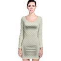 Rich Cream Stitched and Quilted Pattern Long Sleeve Bodycon Dress View1