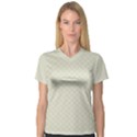 Rich Cream Stitched and Quilted Pattern V-Neck Sport Mesh Tee View1