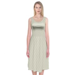 Rich Cream Stitched And Quilted Pattern Midi Sleeveless Dress by PodArtist